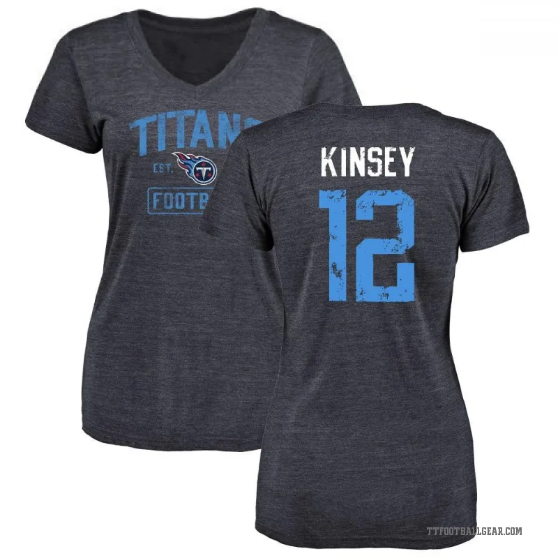 Mason Kinsey Women's Navy Tennessee Titans Distressed V-Neck T-Shirt
