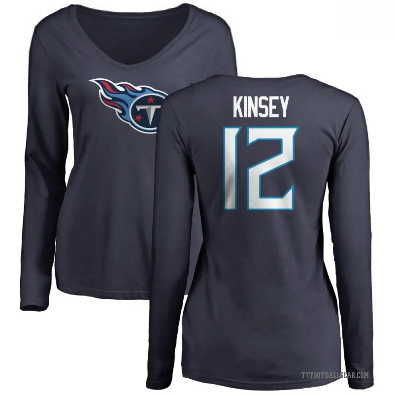 Mason Kinsey Women's Navy Tennessee Titans Logo Slim Fit Long Sleeve T-Shirt -